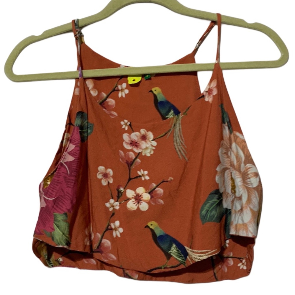 FARM Rio Orange Floral Crop Top